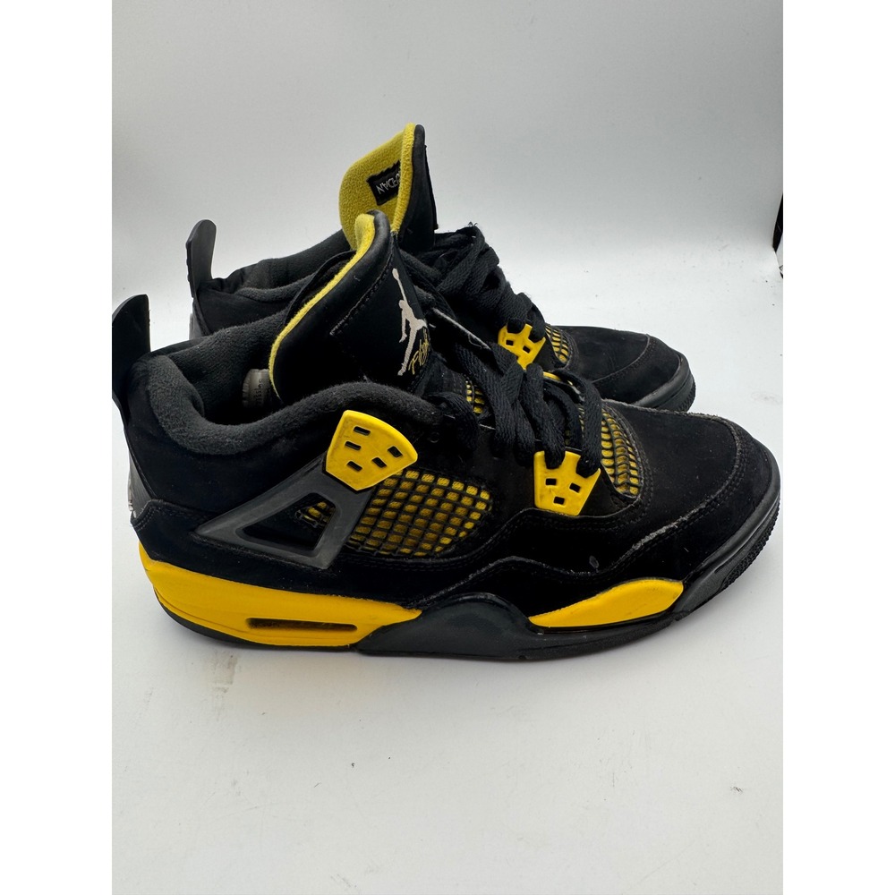 Jordan 4 Retro Thunder 2023 Black Yellow GS 408452-017 Size 6Y boys  Sneakers